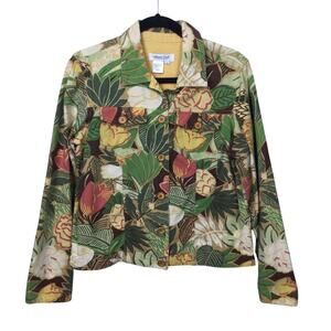 Coldwater Creek Cottagecore Floral Collared Nature Lightweight Cropped Jacket S